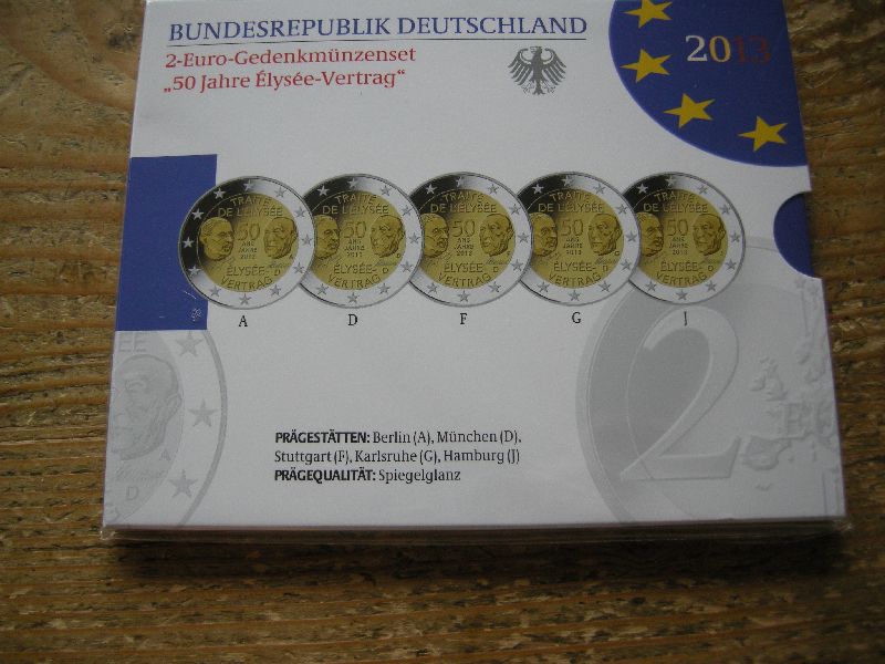 (afbeelding voor) 2 Euromunt Duitsland 5x 2013 Proof SET Elysee